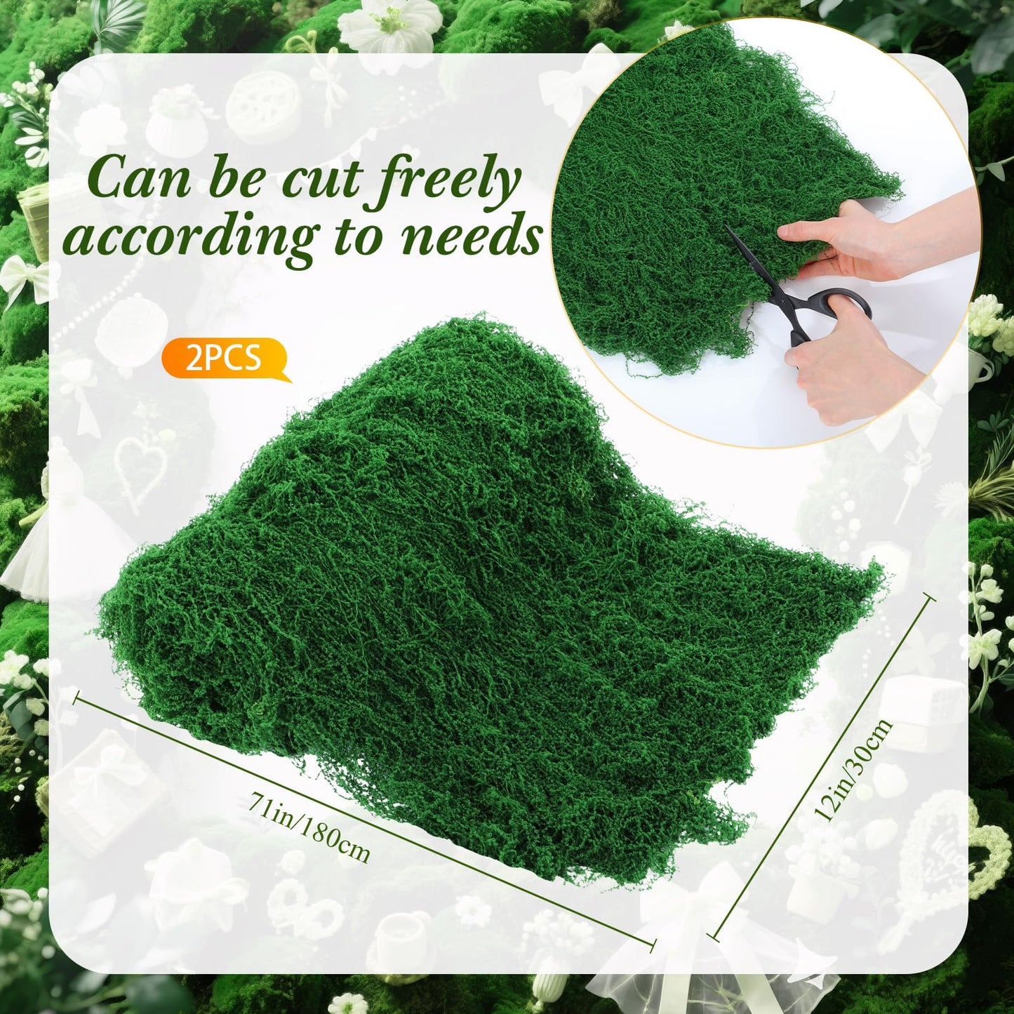 Zeyune 2 Pcs Artificial Moss Table Runner for Wonderland Tea Party Decoration 12 x 71'' Fake Moss Sheet Roll Waterproof for Enchanted Forest Fairy Decor Holiday Garden Wedding Birthday (Dark Green)
