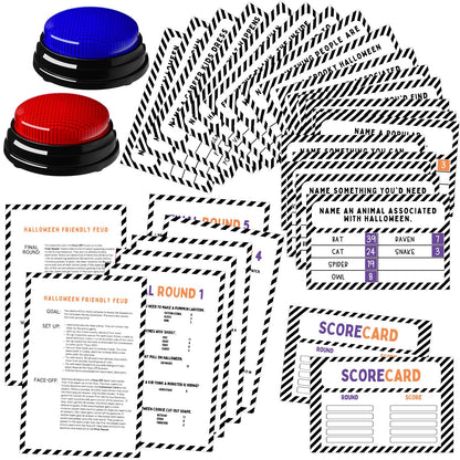 Humyoun Halloween Party Friendly Feud Game with 2 Answer Buzzers, Team Building Feud Cards for Holiday Game Night Fun Trivia Quiz for Groups Office Class