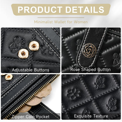 KITEVIUN Small RFID Wallet Women Ultra Thin Slim Womens Wallet Compact Bifold Pocket Ladies Wallets for Women With Zipper Coin Pocket