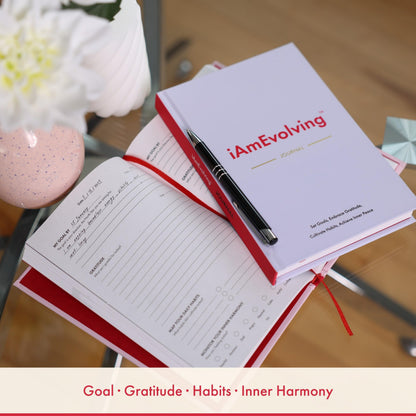 Daily Gratitude, Goal Setting & Habit Tracker Journal for Women & Men with 9-Point Emotional Wellness Scale — iAmEvolving™ 288-Page Hardcover Personal Growth Planner (White Cover)