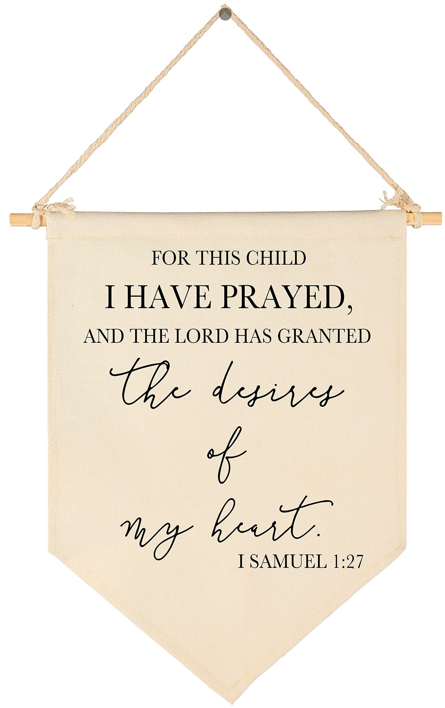 for This Child I Have Prayed- Canvas Hanging Pennant Flag Banner Wall Sign Decor Gifts for Nursery Baby Kids Girl Boy Teen Bedroom Playroom Decor- Birthday Christmas,Gift