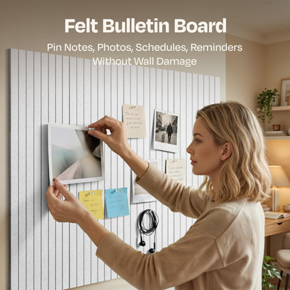 Ekkogo X-Large Cork Board Alternative 12-Pack Felt Bulletin Board Thick and Decorative Pin Board for Home Office Walls 47.24 x 35.43 Inches with 72 Adhesive Tabs - [White]