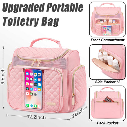 Tealari Large Toiletry Bag for Women Men,Bathroom Bag,Water Resistant Shower Bag,Makeup Bag,Portable Shower Caddy for College Dorm,Hanging Travel Toiletry Bag with Transparent Waterproof Phone Pocket