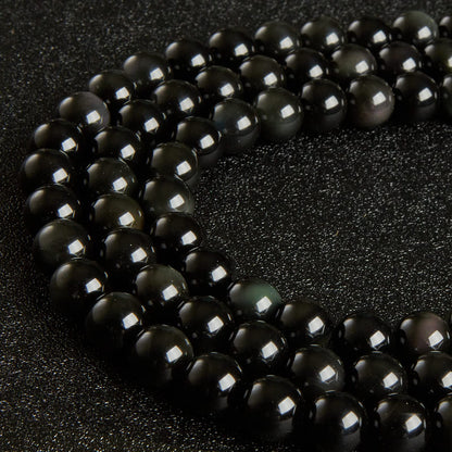 45pcs 8mm Natural Black Obsidian Beads Gemstone Beads Round Loose Beads for Jewelry Making