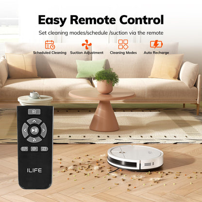 ILIFE V2 Robot Vacuum Cleaner, Tangle-Free Suction, 120 Mins Runtime, Slim, Self-Charging Robotic Vacuum Cleaner, Ideal for Pet Hair and Hard Floors