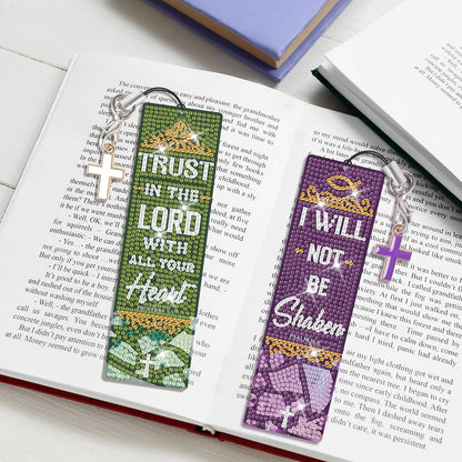 8 Pieces Christian Bible Verse Diamond Art Bookmarks 5d Christian Beaded Bookmark Acrylic Tassel Bookmark for DIY Making Beginners Kids Adults Arts Craft Supplies (Bible)