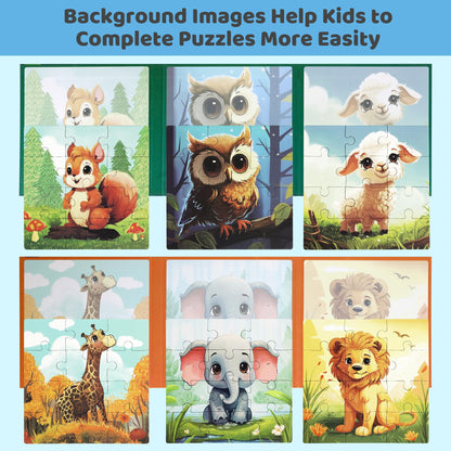 Magnetic Puzzles for Toddlers 3-5 2PK-72PCS-6 Animal Themes Magnetic Puzzles for Kids 4-6 Travel Puzzle for Airplane/Car/Road Trip/Gift Toys for 3 4 5 6 Year Old Girls and Boys