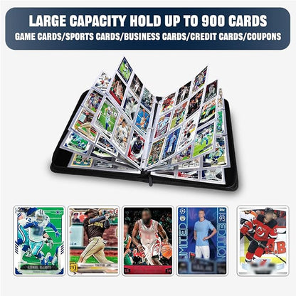 2026 Soccer Card Binder with Sleeve, 900 Pockets Trading Card Binder Sports Cards Storage Organizer for Football Baseball or Game Trading Cards with 50 Removable Sleeves Cards Collector Album