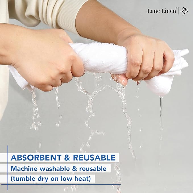 LANE LINEN White Washcloths 24 Pack