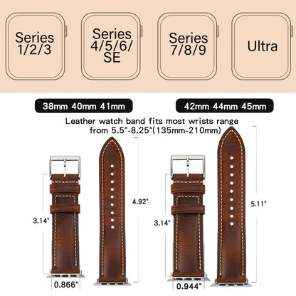 Gomvadr Leather Bands Compatible with Apple Watch Band 44mm 45mm 46mm, Oil Wax-tanned Leather Strap for Mens Apple Watch Series 11 10 9 8 7 6 5 4/SE3 (Tan/Silver Buckle/Contrast Stitch)