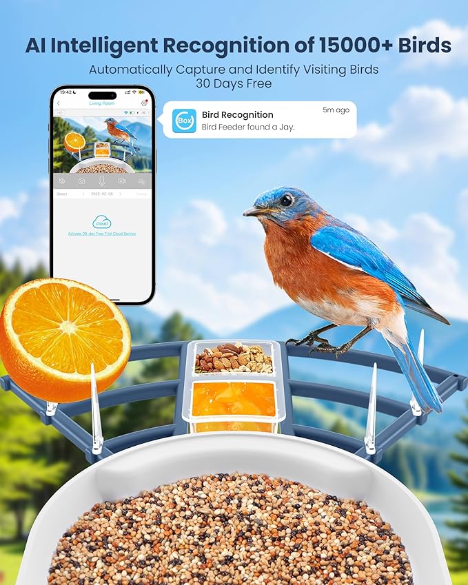 Mother’s Day Present for Mom, Smart Bird Feeder with Camera, AI Bird Identification, Solar Powered Wireless Outdoor Bird Watching Camera, Auto Capture Video & Instant Notifications for Bird Lovers