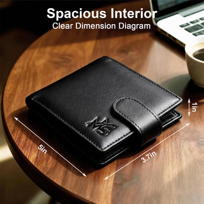 MS MOSHARK Full Grain Leather Wallet for Men Bifold,RFID Blocking,High Capacity with Coin Pocket,Durable Top-Grain Leather Business Wallet, Ideal Birthday Gift for Husband or Father