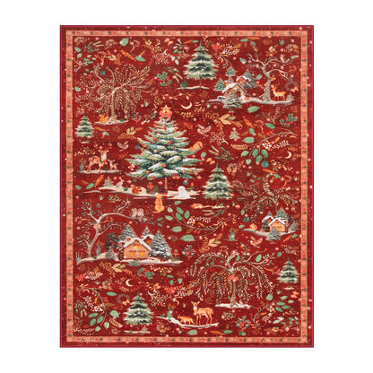 Lahome Christmas 8x10 Area Rug, Washable Soft Large Rug for Living Room, Non Slip Low Pile Bedroom Rug Xmas Tree Indoor Floor Carpet for Dining Room Winter Holiday Decor, Red