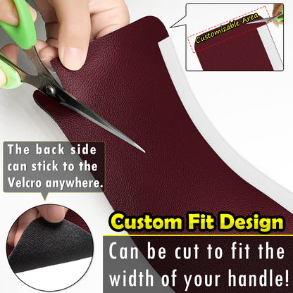 Royleath Refrigerator Handle Covers, Set of 6, Leather Kitchen Appliance Handle Covers, Keep Your Fridge Microwave Oven Stove or Dishwasher Clean, Stains Dirty Oils, Timesaver, Kitchen Decor(Burgundy)