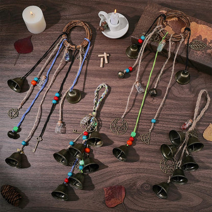SUNNYCLUE 108Pcs Witch Bells for Protection DIY Witch Bell Ornaments Antique Boho Wishing Bottle Wreath Witchcraft Magic Witchy Bells Wind Chime Decoration for Door Knob Hanger Decor Home Gift