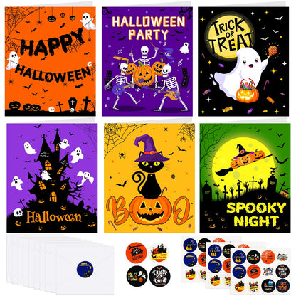 NEBURORA 30 Pack Halloween Greeting Cards with Envelopes and Stickers for Happy Halloween Party Favors Gifts Bag Fillers