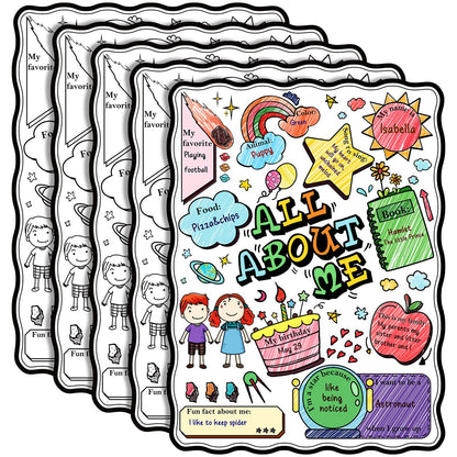 Pajean 50 Pcs All About Me Posters Student Activity Kit - Star Student Poster for Classroom Must Haves - First Day of School Activity for Kindergarten & Elementary