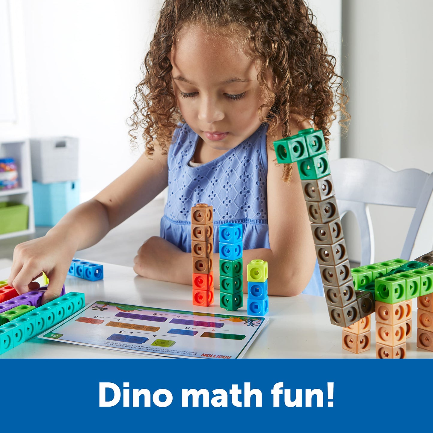 Learning Resources MathLink Cubes Kindergarten Math Activity Set: Dino Time! - Math Manipulatives for Elementary School, Kindergarten Toys, Counting Blocks for Classroom Centers and Homeschool