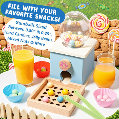 QimuMku 9.6" Wooden Gumball Machine Counting Montessori Toys for 3 4 5 Years Old Boys Girls, Toddler Preschool Learning Activities Toy for Kids Ages 4-8, Birthday Gifts Sensory Toys
