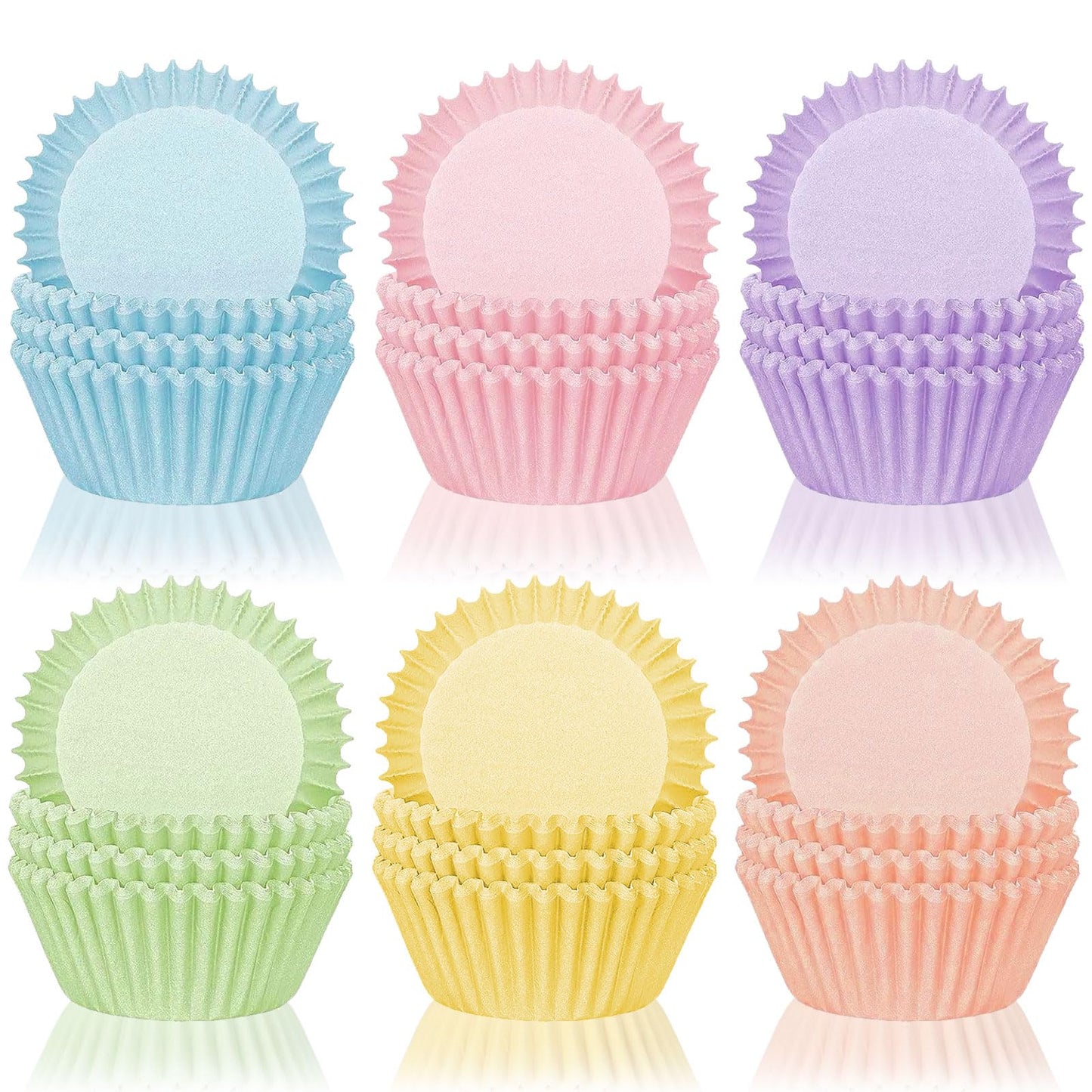 Whaline 300Pcs Colorful Cupcake Liners Pastel Color Cupcake Wrappers Baking Cup Light Pink Blue Purple Yellow Orange Green Muffin Liners for Spring Easter Baby Shower Gender Reveal Wedding Birthday