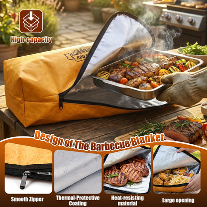 BBQ Blanket for Resting Meat, 24 x 15” Large Meat Resting Bag for Brisket Pork Shoulder Turkey, Insulated BBQ Grilling & Smoking Blanket Party Camping Picnic Essentials for Men Barbecue Lovers Gifts