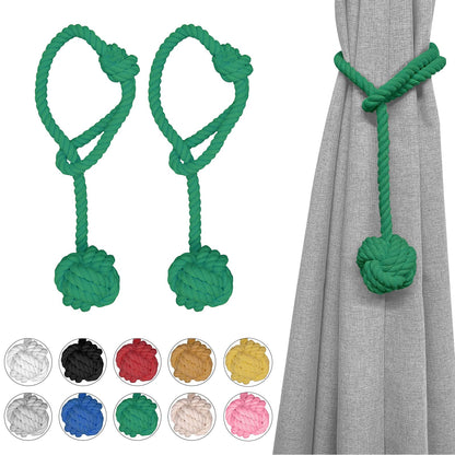 Ushomin Curtain Tiebacks, 2 Packs Heavy Duty Tiebacks, Indoor/Outdoor Decorative Tie Knot Curtain Holdbacks (Green)