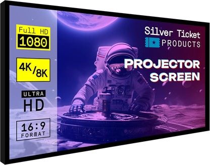 Silver Ticket Products STR Series 6 Piece Home Theater Fixed Frame 4K / 8K Ultra HD, HDTV, HDR & Active 3D Movie Projection Screen, 2.35:1 Format, 138" Diagonal, High Contrast Material STR-235138-HC