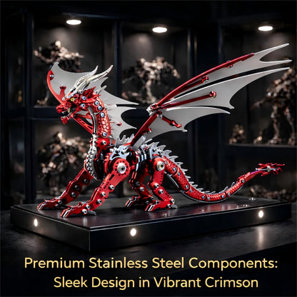3D Metal Dragon Model Kit for Adults, Mechanical Pterosaur Puzzle, DIY Assembly Steel Model, Challenging Building Kit, Unique Gift for Men Desk Decor