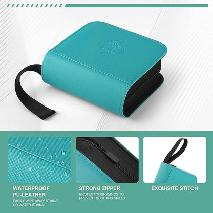 1 Pocket Toploader Binder Holds 40 Cards with 20 Sleeves Collectible Trading Card Album, for 3x4 Toploaders Hard Cases for TCG, MTG, Sports, Baseball, Football, Small Sports Card Book (1Cyan)