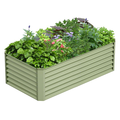 Ayen Guard 6x3x2FT Galvanized Raised Garden Bed,Galvanized Planter Boxes Outdoor, Large Metal Raised Garden Beds for Vegetables-Green