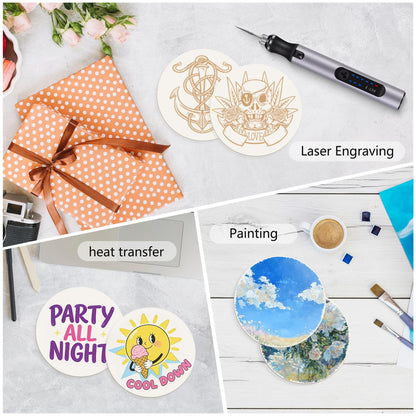 400 Pcs Disposable Paper Coasters（1MM）, 4 Inch Round White Cardboard Coasters for DIY Crafts Arts Drinks Weddings Parties Catering (White)