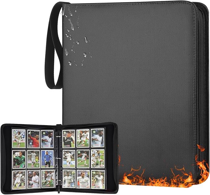 GERMUN 3 Ring 9 Pocket Zipper Card Binder, 720 Double Sided Standard PU Trading Card Album Folder for TCG & Sports Cards, Not Fit Top Loaders (Black)