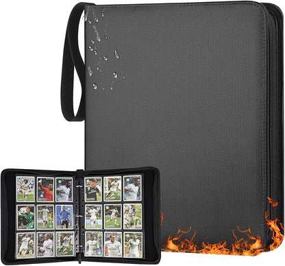 GERMUN 3 Ring 9 Pocket Zipper Card Binder, 720 Double Sided Standard PU Trading Card Album Folder for TCG & Sports Cards, Not Fit Top Loaders (Black)