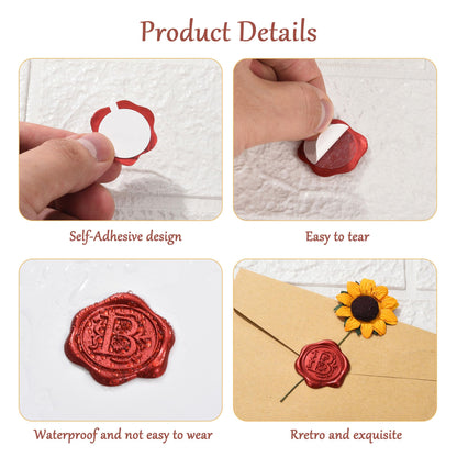 Yoption 50pcs Initial Alphabet S Wax Seal Stickers, Metallic Red