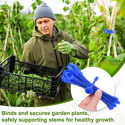 M METERXITY 12-Pack Adjustable Plant Ties, 12inch/30.48cm Silicone Flexible Multi-Function Sturdy Garden Twist Tie for Plant Support/Tree/Shrub/Vine, Reusable Support Twine [Blue]