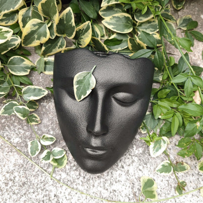 Ceramic Female Form Face Vase - Modern Sculpture Planter Pot, Human Face Shaped Vase, Wall Hanging Plant Pot with Drainage for Home Decor Centerpieces, Office or Outdoor Hanging Decor