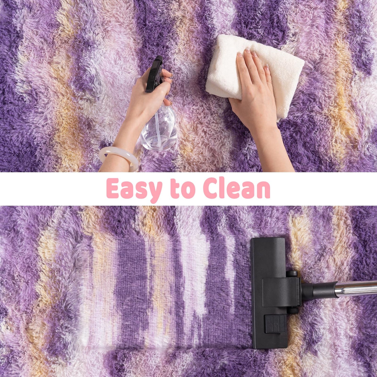 Ailyei Shag Rugs for Bedroom, 4x6 Abstract Purple Soft Fuzzy Rugs for Living Room, Fluffy Shaggy Plush Carpet Girls Kids Room Dorm Upgrade Non-Slip