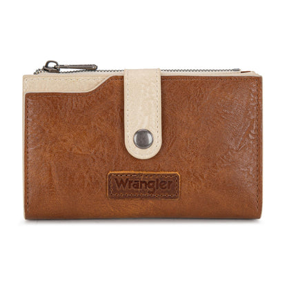 Wrangler Brown Wallets for Women Small Trifold Wallets, Card Cases & Money Organizers Large Capacity Credit Card Cash Wallet Ladies Female Clutch Travel Wallets with ID Window WG119-W0021BR