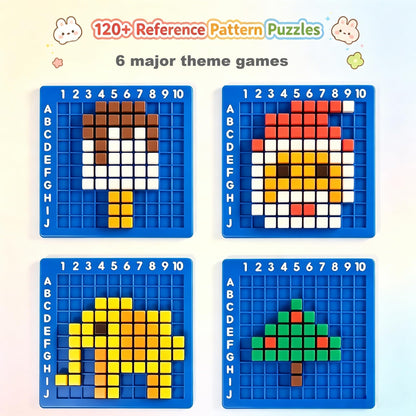 EXBEPE Pixel Art Kit Creator Puzzle Building Blocks,400 Plastic Cubes with 120+ Puzzles,STEM Educational Toy for Kids,Fine Motor Skills Game,Multicolor