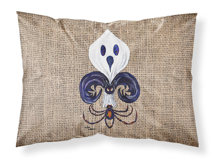 Caroline's Treasures 8749PILLOWCASE Halloween Ghost Spider Bat Fleur de lis Fabric Standard Pillowcase Lightweight Super Soft Easy Care Decorative Artwork Pillowcase, Standard