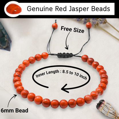 Amazing Gemstone Red Jasper Anklet Ankle Bracelets for Women - Waterproof Beaded Healing Crystal Anklets, Plus Size Chakra Gemstone Bead Anklet (Stretchy Adjustable - Plain)