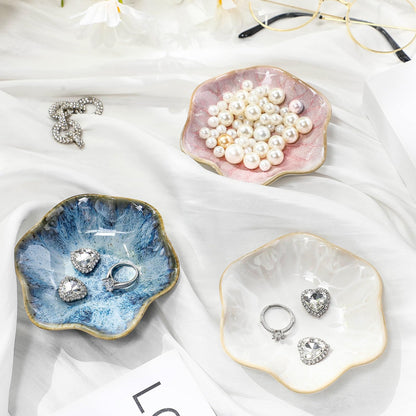 LOYIM 4 Pack Small Jewelry Dish Ceramic Trinket Holder Dish Tray for Rings Earrings Necklaces Bracelets 4.3 x 3.9 Inch Key Bowl Women's Birthday Mother's Day Wedding Gift