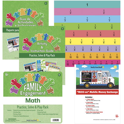Really Good Stuff Fifth Grade Family Engagement Math Practice, Solve & Play Kit - Math Kit for Fifth Grade Students, Ages 9-11