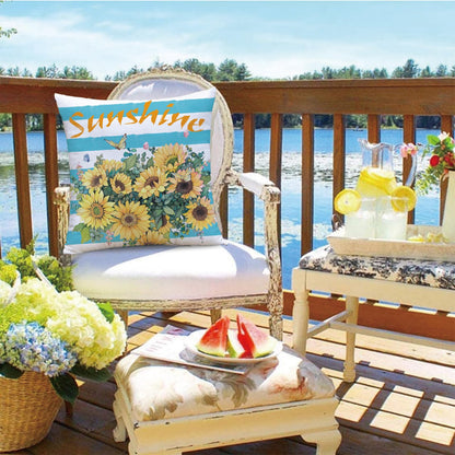Mimkus Sunflower Pillow Cover 18 x 18 Inch Set of 4 Spring Summer Throw Pillow Covers Floral Double-Sided Printing Blue Cushion Cover for Sofa Home Decor