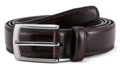 MILORDE Leather Belt for Men, Fashion & Classic Design for Dress and Causal (Size 34 (Waist 32), Mahogany)