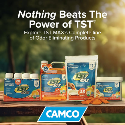 Camco TST MAX Camper/RV Toilet Treatment - Features Septic Safe Formula & Stops Odors Up to 7 Days - Orange Scent, 1-Gallon (41197)