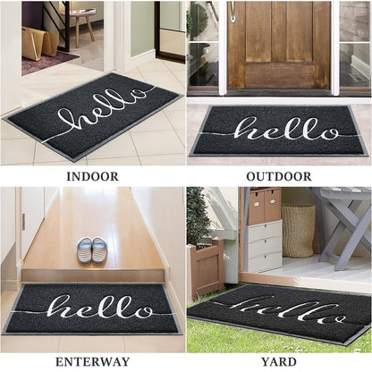 BeneathYourFeet Door Mat (36"x24",Black) Welcome Mat Low Profile Front Doormat Indoor Outdoor Door Non Slip Rugs for Entryway, Patio, High Traffic Areas