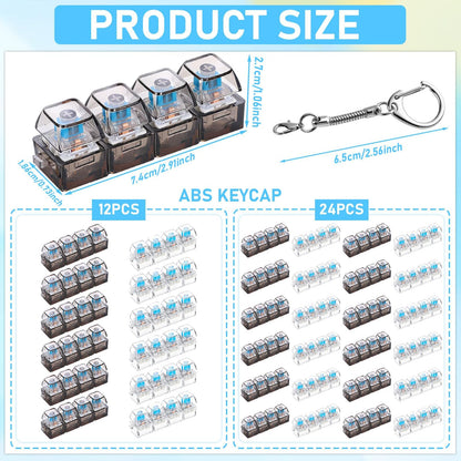 12 Pcs Keyboard Fidget Stress Relief Fidget Clicker Keyboards Set Clear Black Keyboard Decompression Button Stress Relief Gifts for Adults to Relieve Stresses Pass Time Party Favors