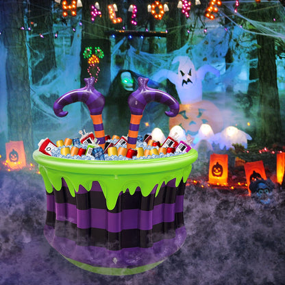 TURNMEON Halloween Inflatable Witch Legs Cauldron Cooler, 200+ Cans Super Capacity Drink Cooler, 40" Halloween Party Decorations for Holiday Party Home Indoor Outdoor Garden Lawn Yard