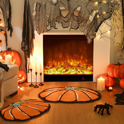 YRXRUS Halloween Pumpkin Bathroom Rugs, Ultra Soft Pumpkin Shaped Bath Mat, Machine Washable Orange Bath Rugs, Living Bedroom Kids for Halloween Room Decor Area Rugs, Large 21 x 30 Inch